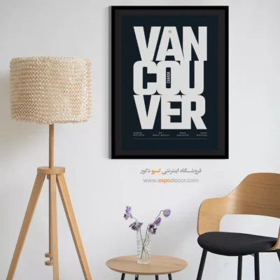 تابلو نقشه ونکوور مدرن برای کافه - ‏vancouver British Columbia  – تابلو نقشه شهرهای جهان - اسپو دکور