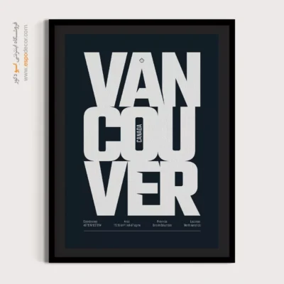 تابلو نقشه ونکوور مدرن برای کافه - ‏vancouver British Columbia  – تابلو نقشه شهرهای جهان - اسپو دکور