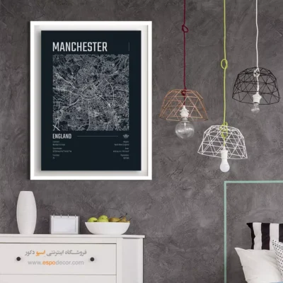 تابلو نقشه منچستر مدرن برای اتاق مدیریت - ‏manchester  – تابلو نقشه شهرهای جهان - اسپو دکور