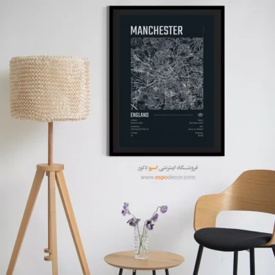 تابلو نقشه منچستر مدرن برای اتاق مدیریت - ‏manchester  – تابلو نقشه شهرهای جهان - اسپو دکور
