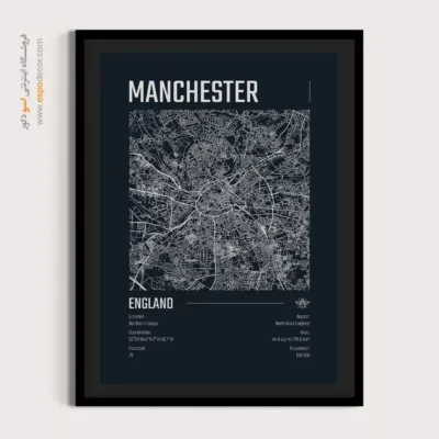 تابلو نقشه منچستر مدرن برای اتاق مدیریت - ‏manchester  – تابلو نقشه شهرهای جهان - اسپو دکور