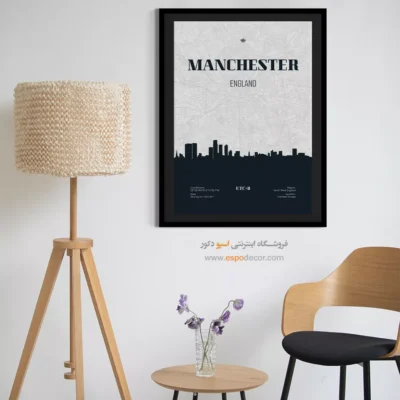 تابلو نقشه منچستر مدرن برای اتاق نشیمن - ‏manchester england  – تابلو نقشه شهرهای جهان - اسپو دکور
