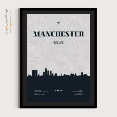 تابلو نقشه منچستر مدرن برای اتاق نشیمن - ‏manchester england  – تابلو نقشه شهرهای جهان - اسپو دکور