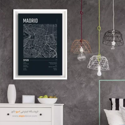 تابلو نقشه برای سالن انتظار - ‏madrid  – تابلو نقشه شهرهای جهان - اسپو دکور
