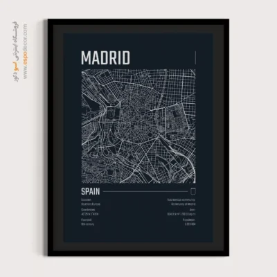 تابلو نقشه برای سالن انتظار - ‏madrid  – تابلو نقشه شهرهای جهان - اسپو دکور