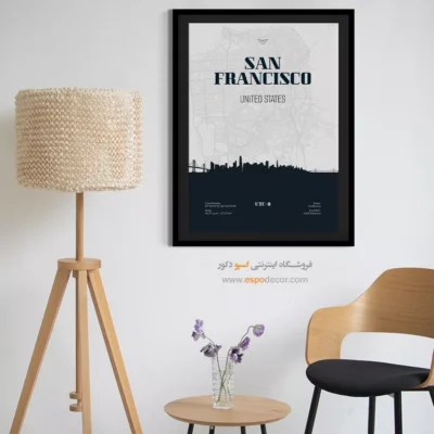 تابلو نقشه مناسب هدیه تولد - ‏san francisco usa  – تابلو نقشه شهرهای جهان - اسپو دکور