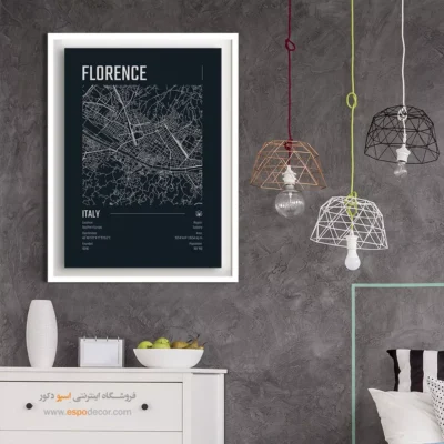 خرید آنلاین تابلو دکوراتیو - ‏florence  – تابلو نقشه شهرهای جهان - اسپو دکور