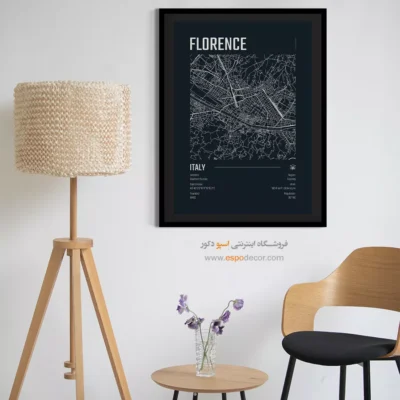 خرید آنلاین تابلو دکوراتیو - ‏florence  – تابلو نقشه شهرهای جهان - اسپو دکور