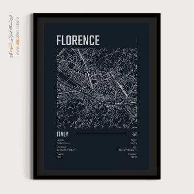 خرید آنلاین تابلو دکوراتیو - ‏florence  – تابلو نقشه شهرهای جهان - اسپو دکور