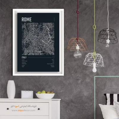 خرید تابلو نقشه برای اتاق نوجوان - ‏rome  – تابلو نقشه شهرهای جهان - اسپو دکور