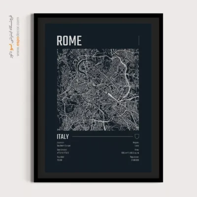 خرید تابلو نقشه برای اتاق نوجوان - ‏rome  – تابلو نقشه شهرهای جهان - اسپو دکور