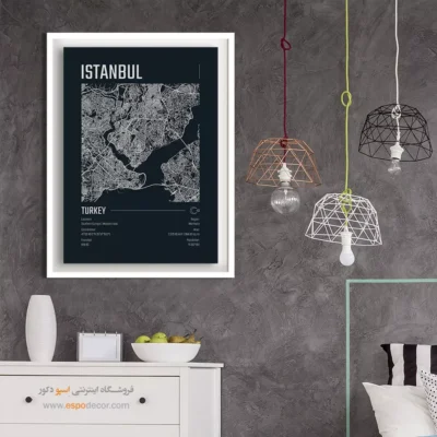 تابلو نقشه استانبول سه‌تکه برای لابی - ‏istanbul  – تابلو نقشه شهرهای جهان - اسپو دکور