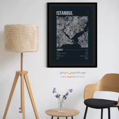 تابلو نقشه استانبول سه‌تکه برای لابی - ‏istanbul  – تابلو نقشه شهرهای جهان - اسپو دکور
