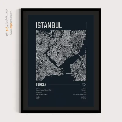 تابلو نقشه استانبول سه‌تکه برای لابی - ‏istanbul  – تابلو نقشه شهرهای جهان - اسپو دکور