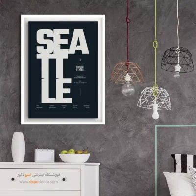 تابلو نقشه سه‌تکه برای خانه - ‏seattle washington  – تابلو نقشه شهرهای جهان - اسپو دکور