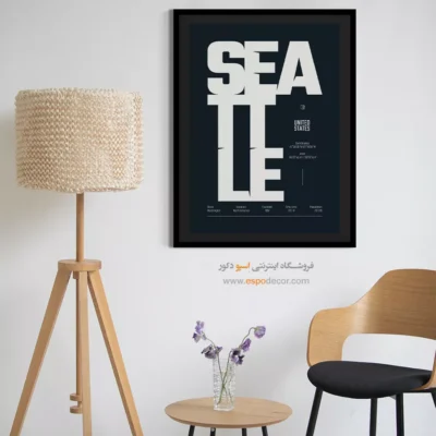 تابلو نقشه سه‌تکه برای خانه - ‏seattle washington  – تابلو نقشه شهرهای جهان - اسپو دکور