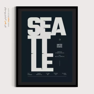 تابلو نقشه سه‌تکه برای خانه - ‏seattle washington  – تابلو نقشه شهرهای جهان - اسپو دکور