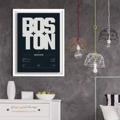 تابلو نقشه مدرن برای دفتر مدیریت - ‏boston massachusetts  – تابلو نقشه شهرهای جهان - اسپو دکور