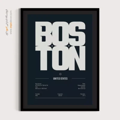 تابلو نقشه مدرن برای دفتر مدیریت - ‏boston massachusetts  – تابلو نقشه شهرهای جهان - اسپو دکور