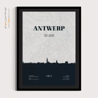 تابلو نقشه مدرن برای دفتر کار - ‏antwerp belgium  – تابلو نقشه شهرهای جهان - اسپو دکور