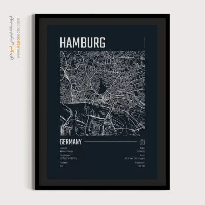 تابلو نقشه مدرن برای کافه - ‏hamburg  – تابلو نقشه شهرهای جهان - اسپو دکور