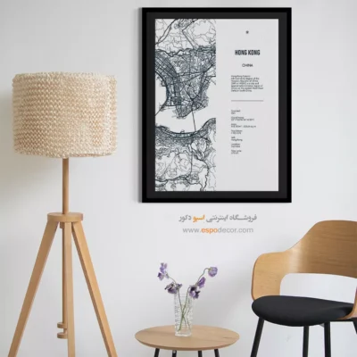 تابلو نقشه هنگ کنگ مدرن برای اتاق مدیر - ‏hong kong asia  – تابلو نقشه شهرهای جهان - اسپو دکور