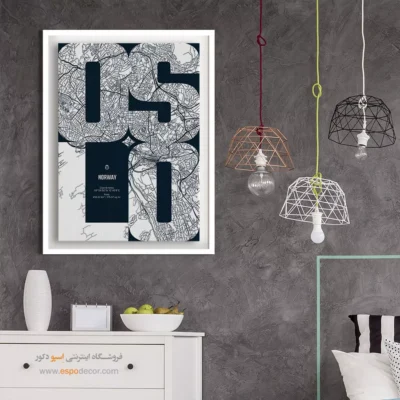 تابلو دکوراتیو برای اتاق مدیریت - ‏oslo  – تابلو نقشه شهرهای جهان - اسپو دکور