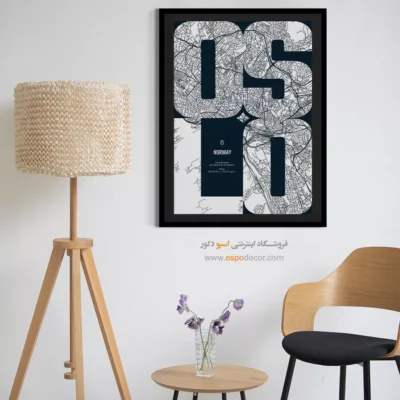 تابلو دکوراتیو برای اتاق مدیریت - ‏oslo  – تابلو نقشه شهرهای جهان - اسپو دکور