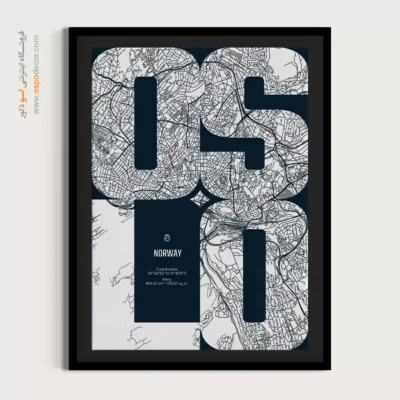 تابلو دکوراتیو برای اتاق مدیریت - ‏oslo  – تابلو نقشه شهرهای جهان - اسپو دکور