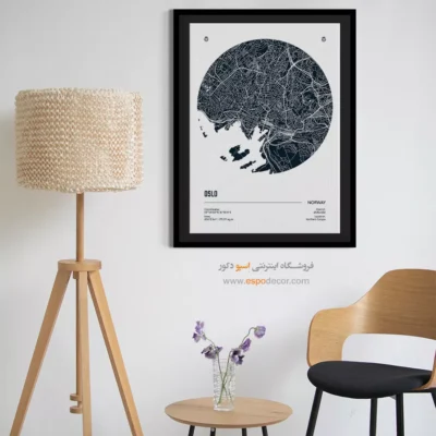 تابلو دکوراتیو مینیمال برای اتاق کنفرانس - ‏oslo norway  – تابلو نقشه شهرهای جهان - اسپو دکور