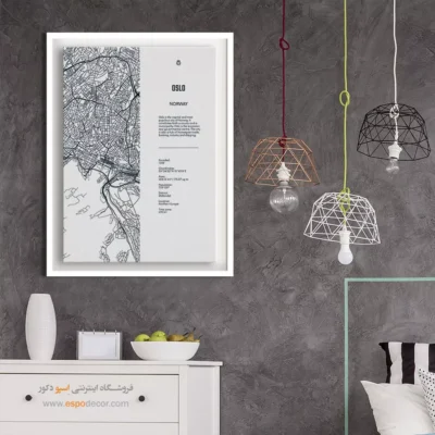 تابلو مینیمال و دکوراتیو - ‏oslo europe  – تابلو نقشه شهرهای جهان - اسپو دکور