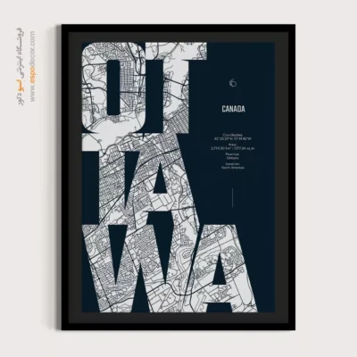 خرید تابلو نقشه کانادا - ottawa – تابلو نقشه شهرهای جهان - اسپو دکور