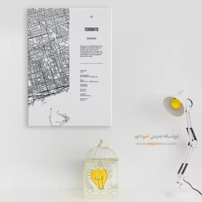 خرید تابلو نقشه تورنتو برای اتاق خواب