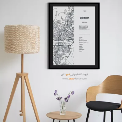 خرید تابلو نقشه برای شرکت - ‏bratislava europe  – تابلو نقشه شهرهای جهان - اسپو دکور