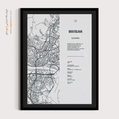 خرید تابلو نقشه برای شرکت - ‏bratislava europe  – تابلو نقشه شهرهای جهان - اسپو دکور