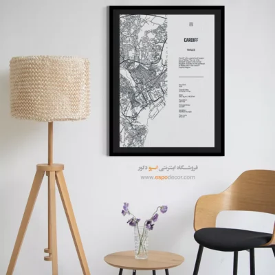 خرید تابلو نقشه برای هتل - ‏cardiff europe  – تابلو نقشه شهرهای جهان - اسپو دکور