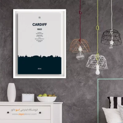 خرید تابلو نقشه برای هدیه - ‏cardiff northern europe  – تابلو نقشه شهرهای جهان - اسپو دکور