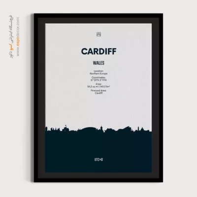خرید تابلو نقشه برای هدیه - ‏cardiff northern europe  – تابلو نقشه شهرهای جهان - اسپو دکور