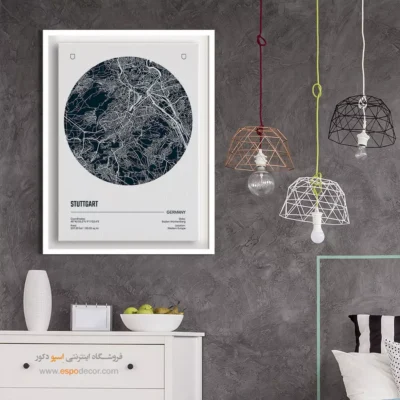 خرید تابلو نقشه چند تکه - ‏stuttgart germany  – تابلو نقشه شهرهای جهان - اسپو دکور