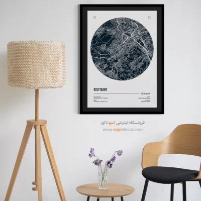 خرید تابلو نقشه چند تکه - ‏stuttgart germany  – تابلو نقشه شهرهای جهان - اسپو دکور
