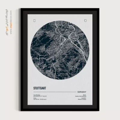 خرید تابلو نقشه چند تکه - ‏stuttgart germany  – تابلو نقشه شهرهای جهان - اسپو دکور