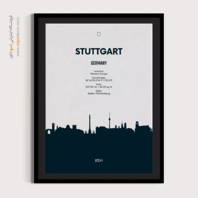 خرید تابلو نقشه خطی با طراحی خاص - ‏stuttgart western europe  – تابلو نقشه شهرهای جهان - اسپو دکور