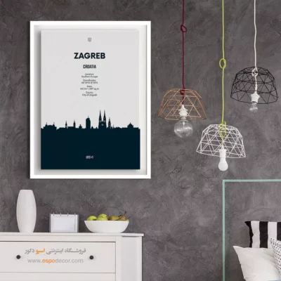 خرید تابلو نقشه چاپی - ‏zagreb southern europe  – تابلو نقشه شهرهای جهان - اسپو دکور