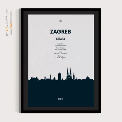 خرید تابلو نقشه چاپی - ‏zagreb southern europe  – تابلو نقشه شهرهای جهان - اسپو دکور