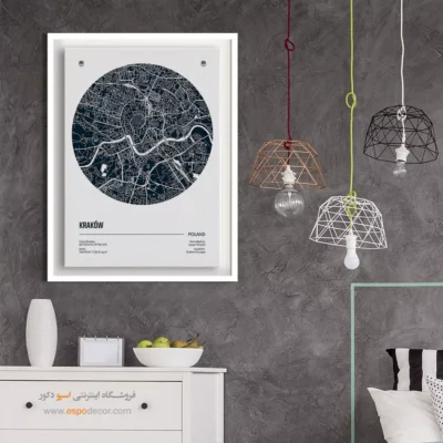 خرید تابلو نقشه چهار ‌تکه - ‏krakow poland  – تابلو نقشه شهرهای جهان - اسپو دکور