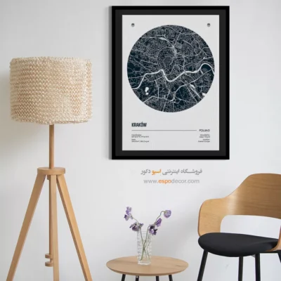 خرید تابلو نقشه چهار ‌تکه - ‏krakow poland  – تابلو نقشه شهرهای جهان - اسپو دکور