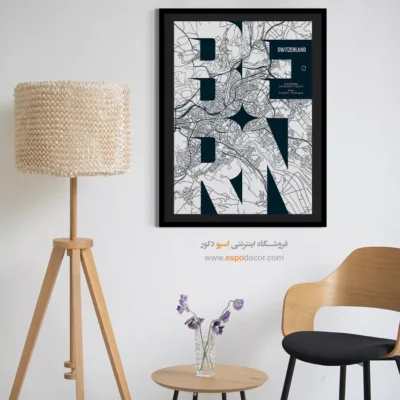 خرید تابلو نقشه کوچک - ‏bern  – تابلو نقشه شهرهای جهان - اسپو دکور