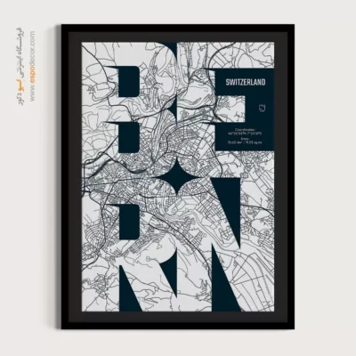 خرید تابلو نقشه کوچک - ‏bern  – تابلو نقشه شهرهای جهان - اسپو دکور