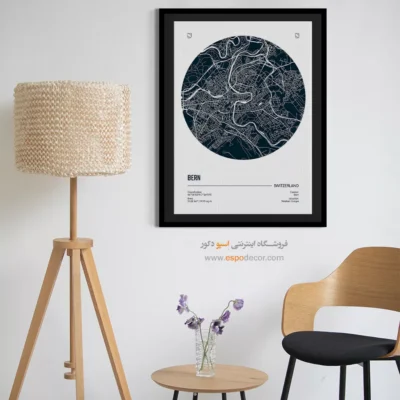 خرید تابلو نقشه لاکچری - ‏bern switzerland  – تابلو نقشه شهرهای جهان - اسپو دکور