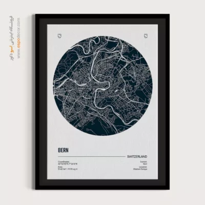 خرید تابلو نقشه لاکچری - ‏bern switzerland  – تابلو نقشه شهرهای جهان - اسپو دکور